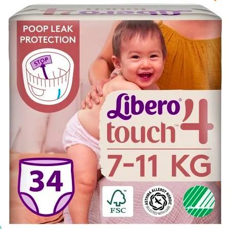 Підгузки-трусики Libero Touch Pants розмір 4 (7-11 кг), 34 шт